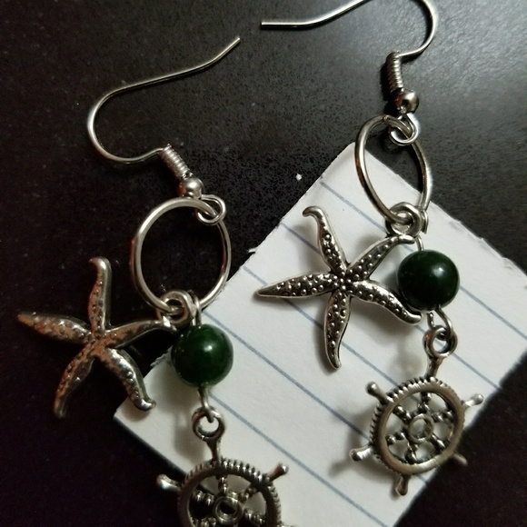 Nautical Emerald Earrings - Pierced - (#E-077) - Picture 3 of 6